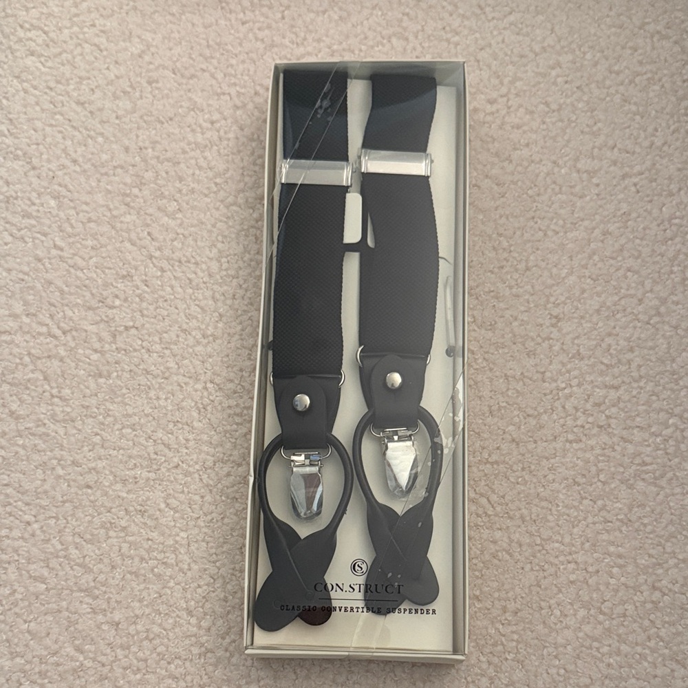 Macy's Black Men's Clip Suspenders with Silver Hardware